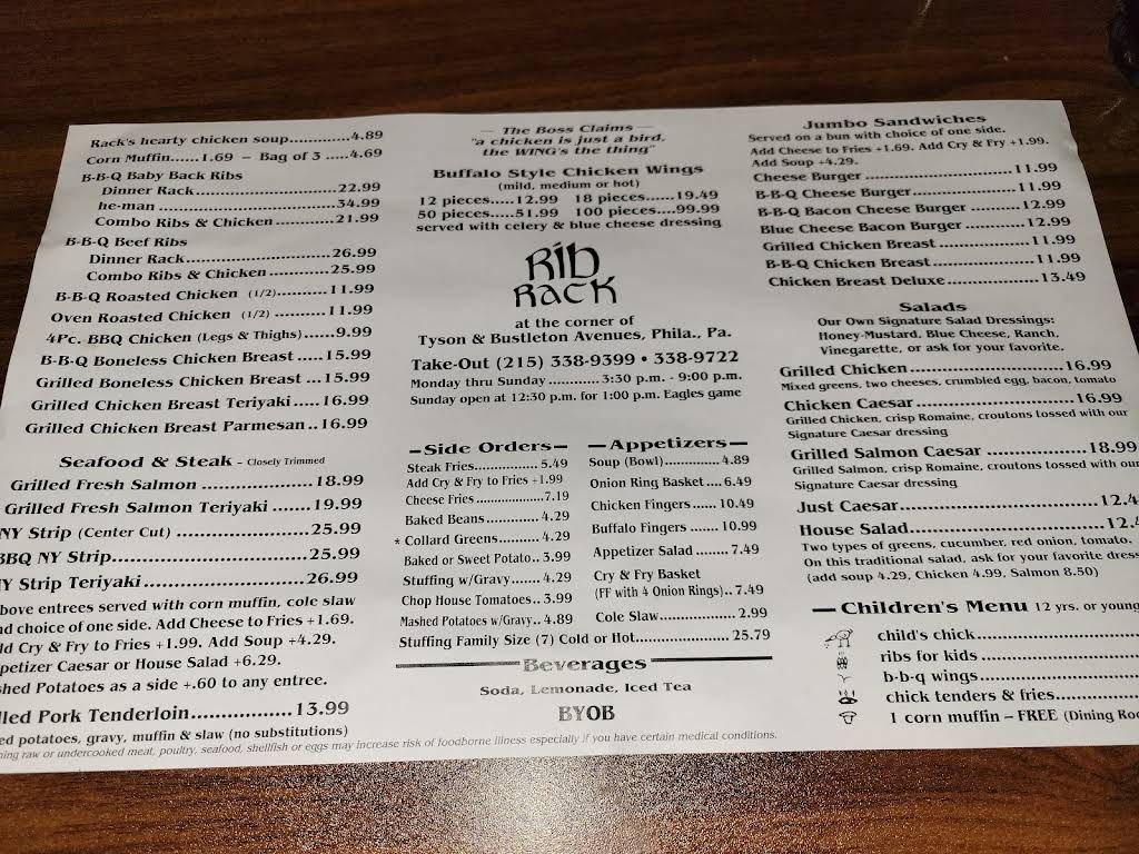 Rib Rack Menu 1