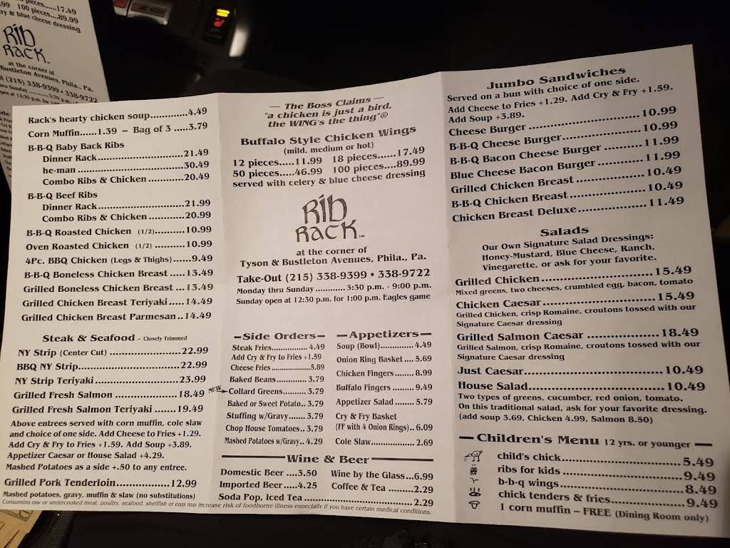 Rib Rack Menu 2